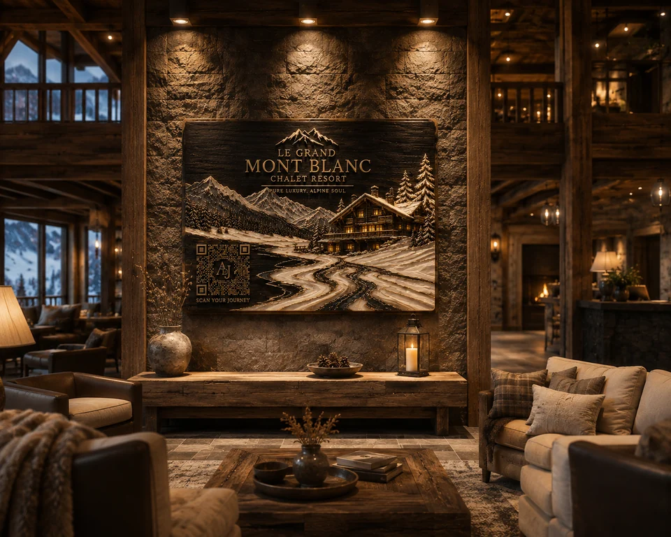 Le Grand Mont Blanc Chalet Resort lobby masterpiece